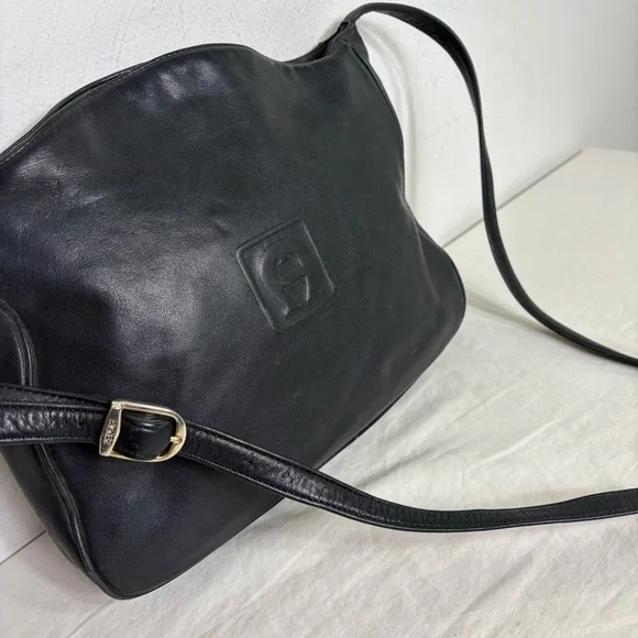 ETIENNE AIGNER Vintage Embossed Big Logo Minimalist Leather Crossbody Bag Purse - Picture 2 of 16